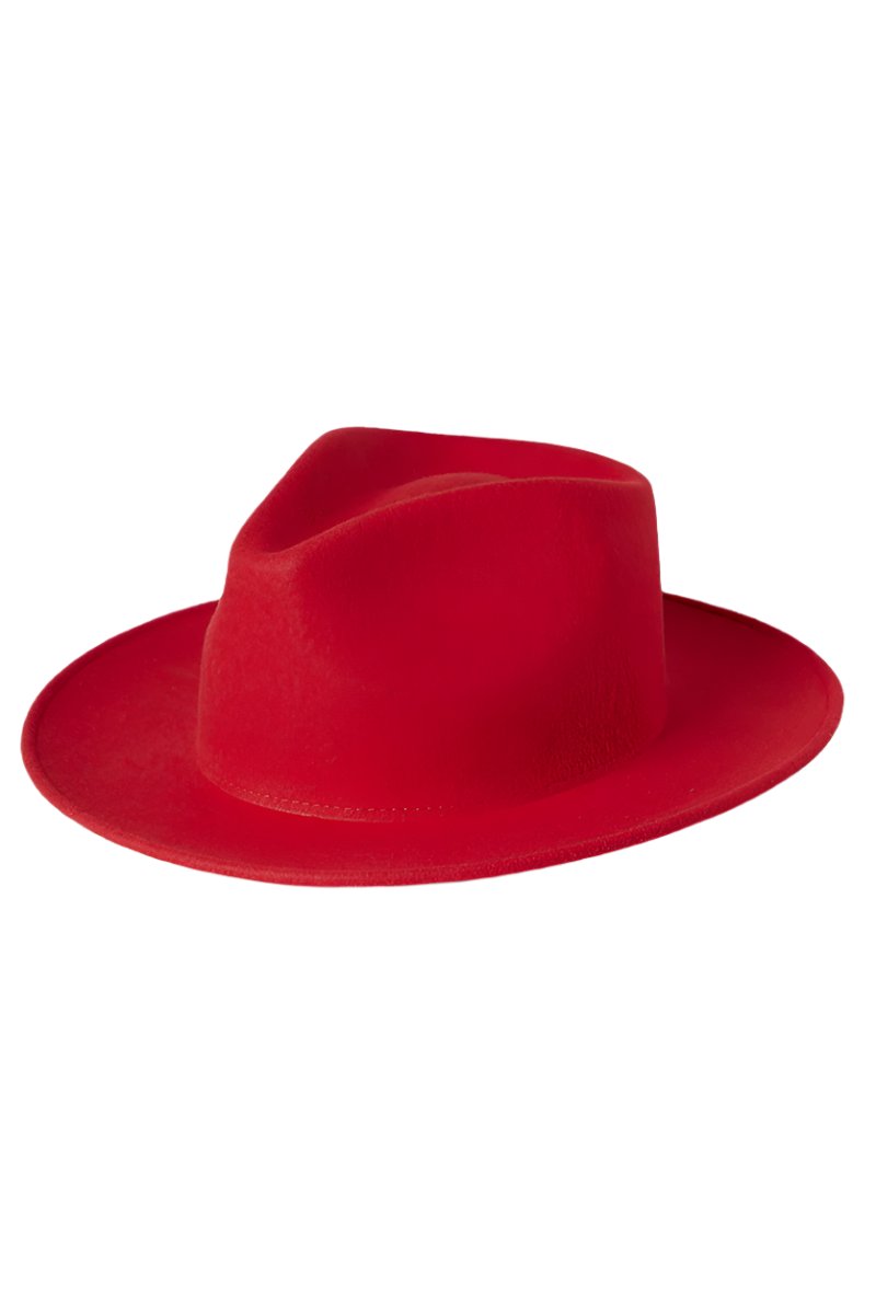Sebastien Wide Brim Felt Hat in Red