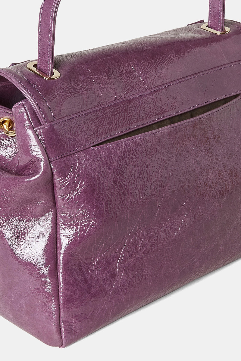 Petit Flore Bag in Naplak Leather in Blueberry