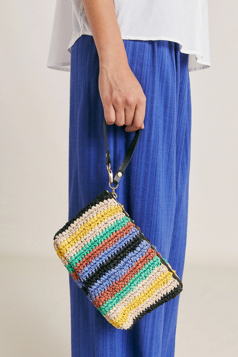 Yamir Striped Raffia Bag