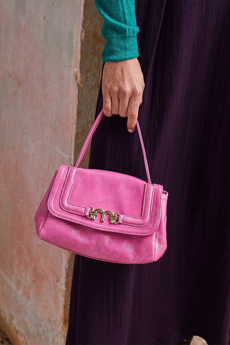 Petit Flore Bag in Naplak Leather in Fushcia