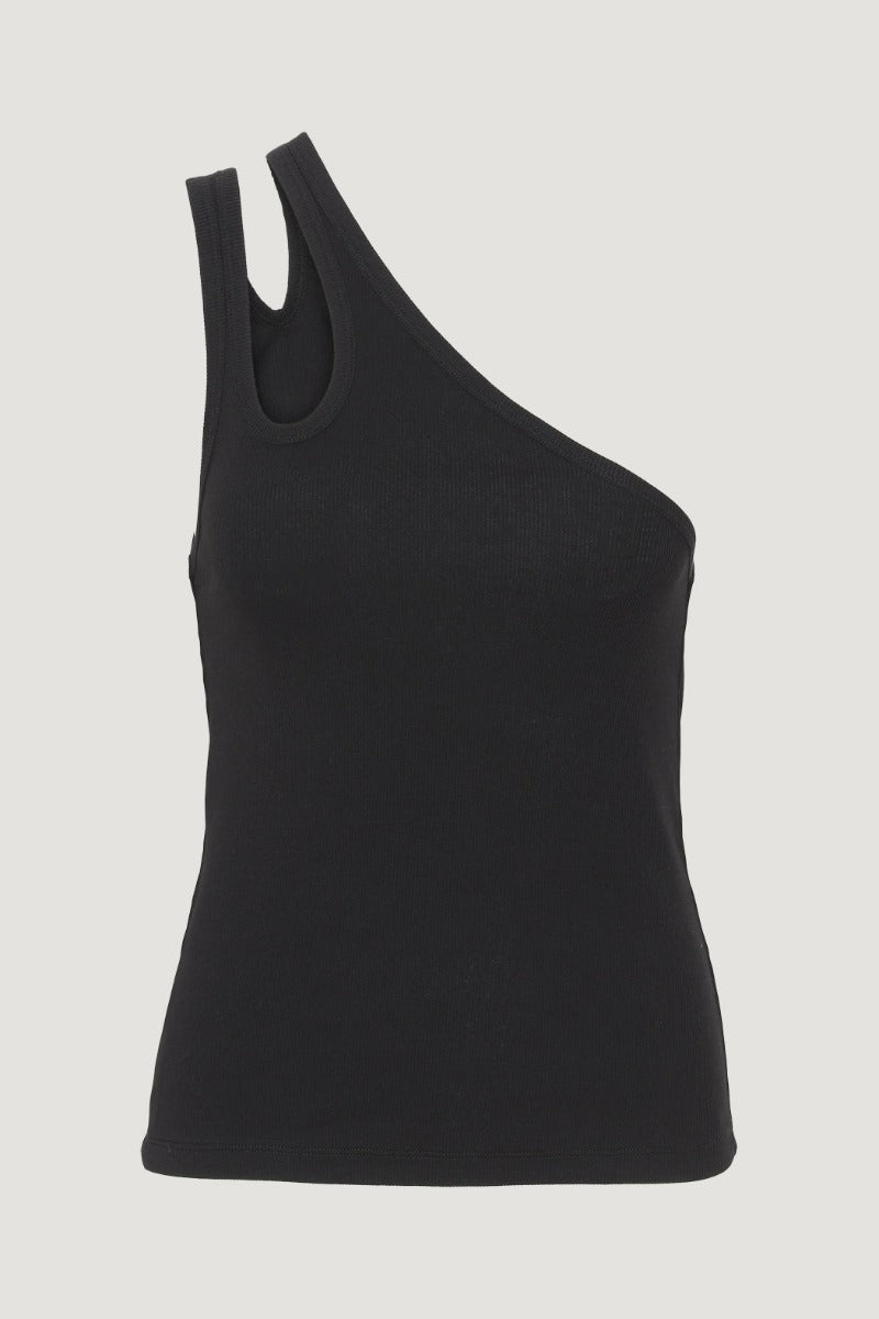 One Shoulder Rib Jersey Cut-Out Top