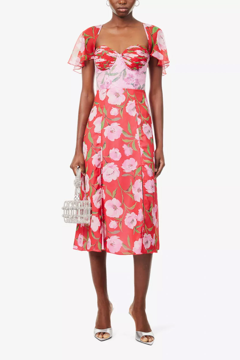 ESSENIA | ROTATE Birger Christensen - Printed Midi Dress - Wildeve + Prism Pink Comb. ESSENIA | ROTATE Birger Christensen - Printed Midi Dress - Wildeve + Prism Pink Comb.