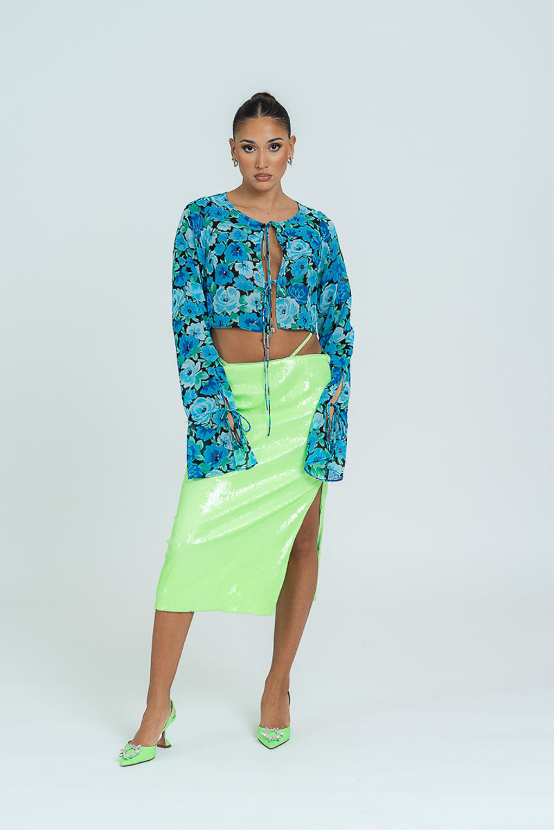 Sequins Midi Slit Skirt