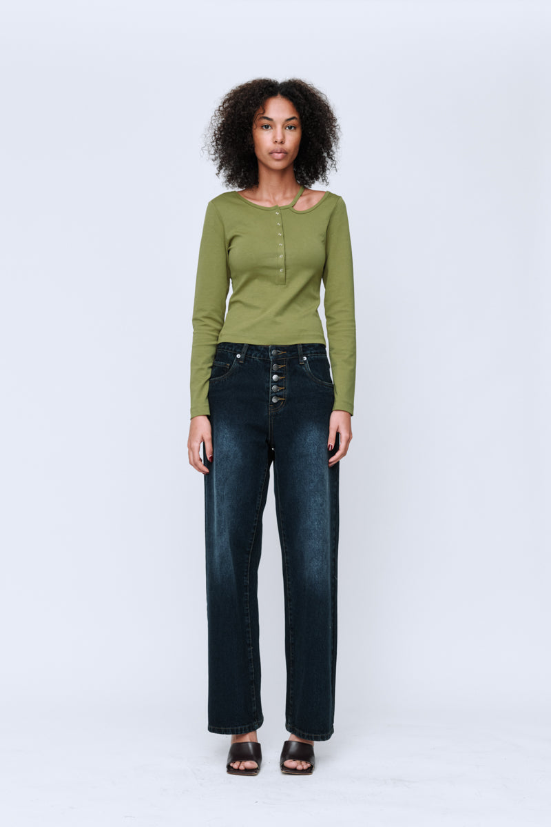 Loop Knit Top - Olive Green