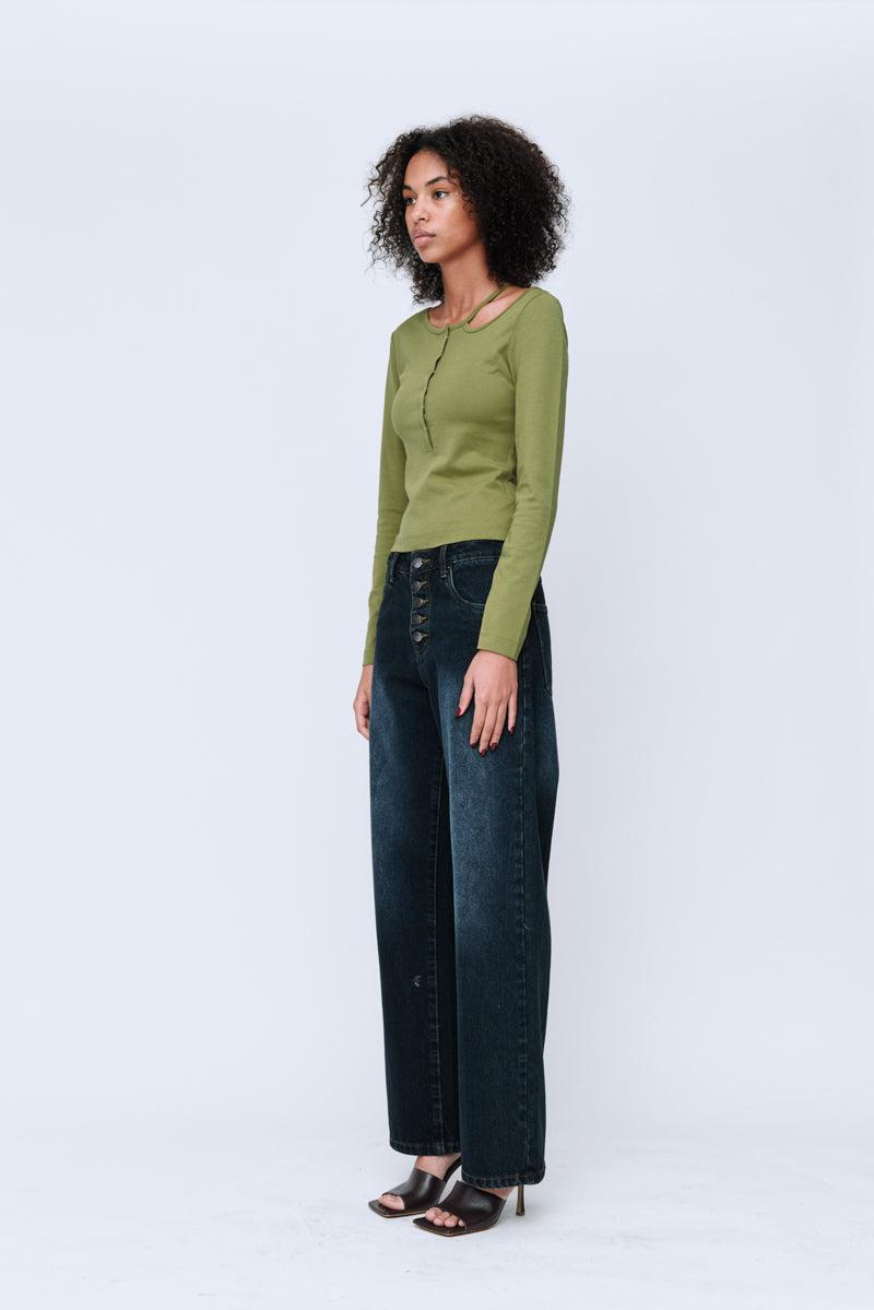 Loop Knit Top - Olive Green