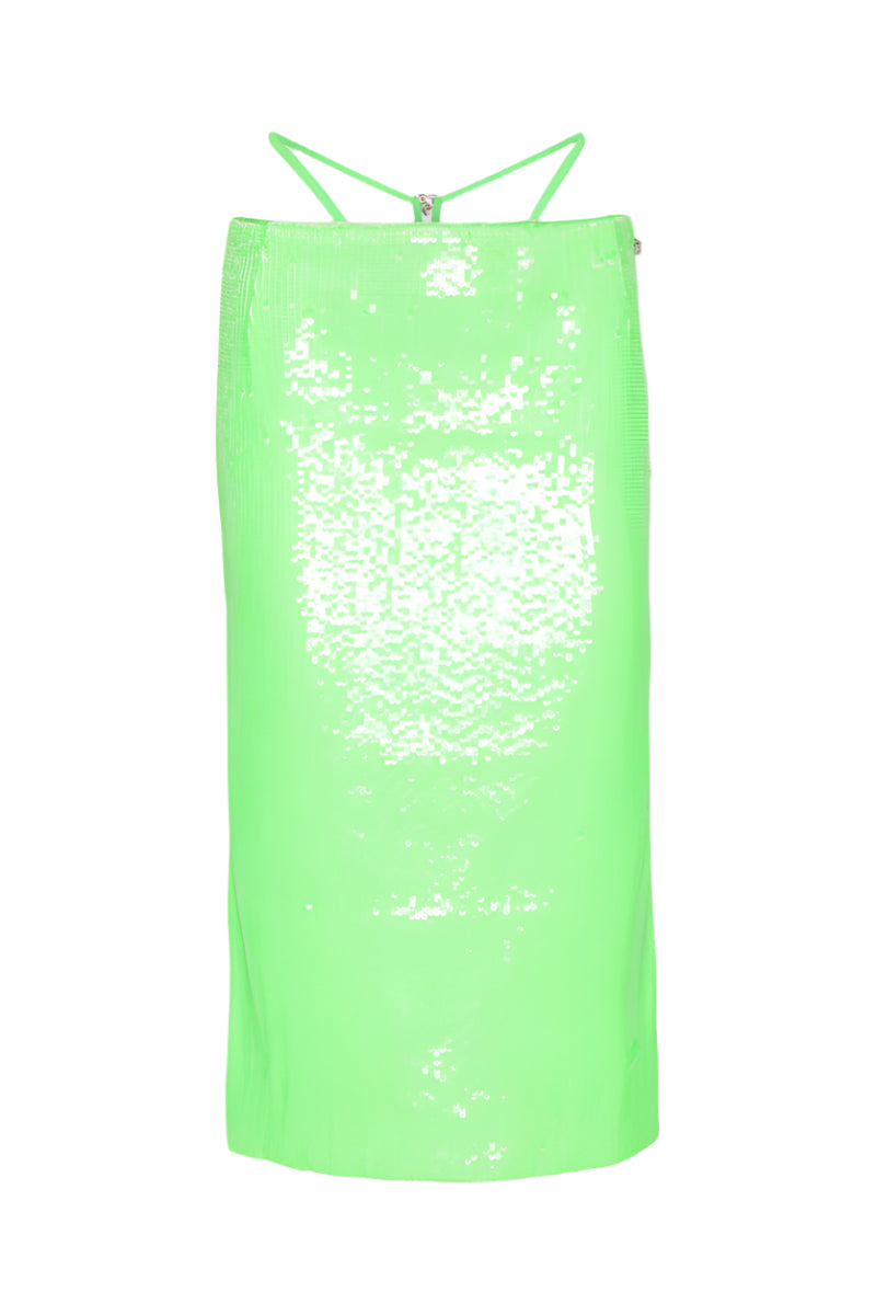 ESSENIA | ROTATE Birger Christensen - Sequins Midi Slit Skirt - Fitted Pencil Midi Sequin Skirt Green Gecko ESSENIA | ROTATE Birger Christensen - Sequins Midi Slit Skirt - Fitted Pencil Midi Sequin Skirt Green Gecko