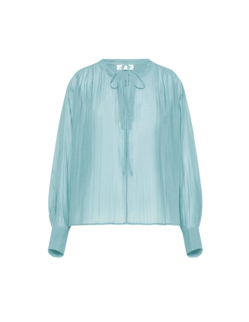 Gipsofila Cotton Silk Pussycat Blouse Blue