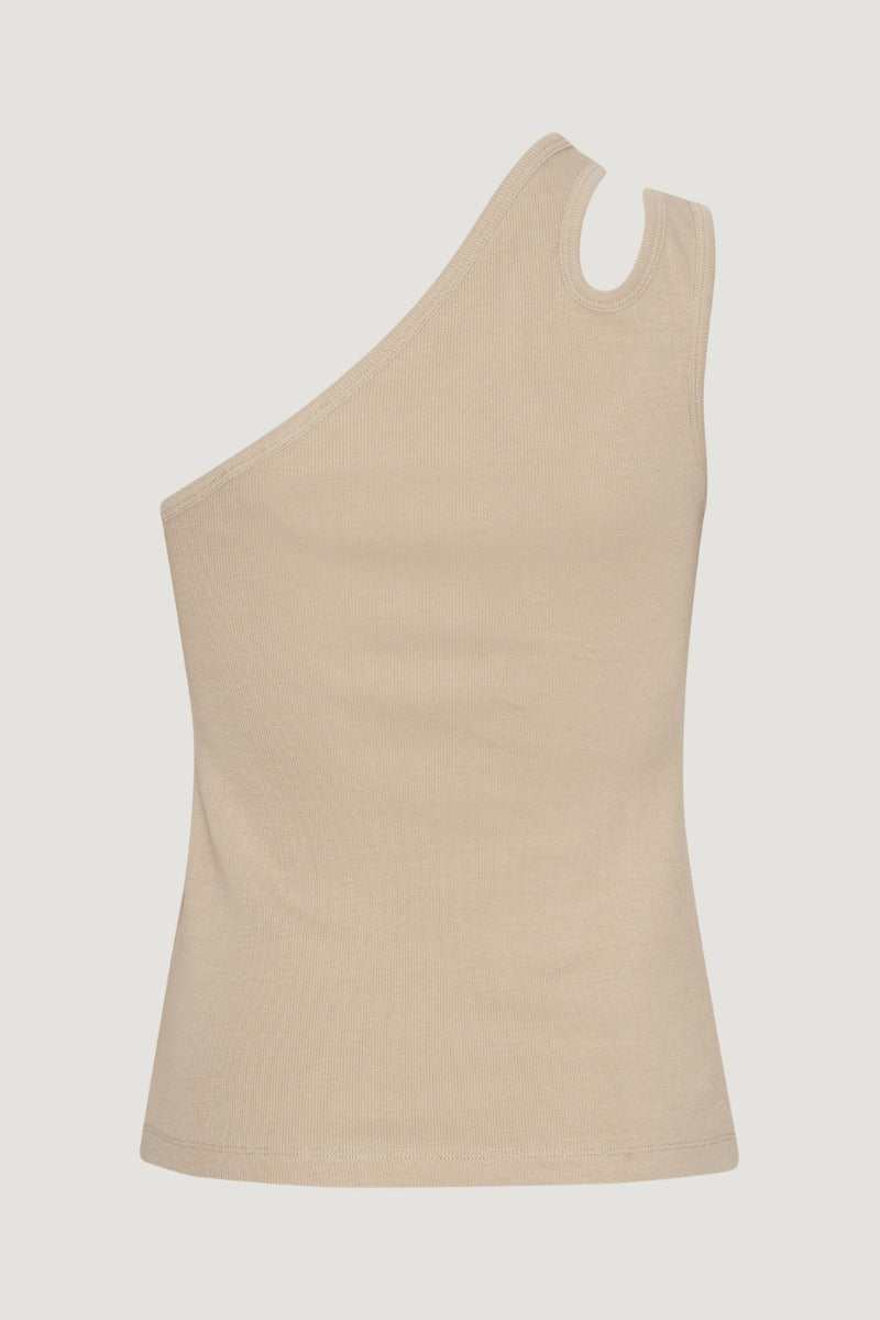 One Shoulder Rib Jersey Cut-Out Top