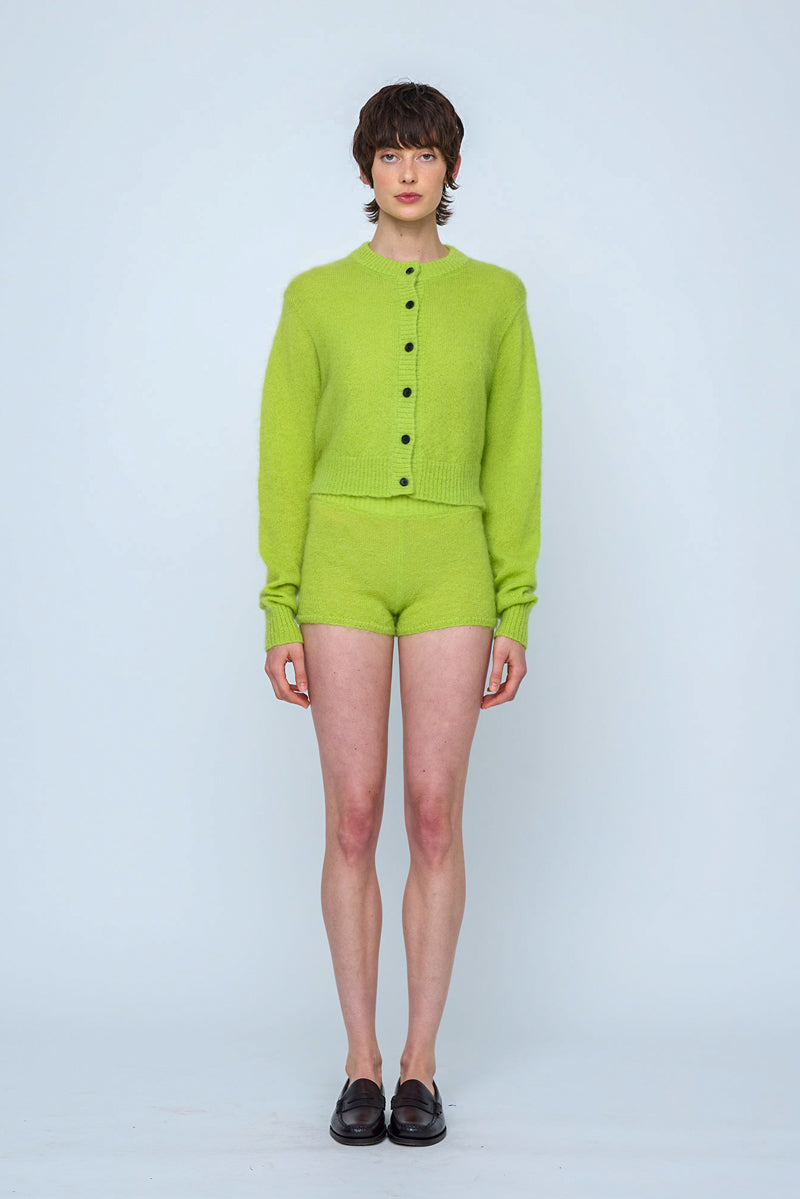 Fluffy Mohair Cardigan Acid Green