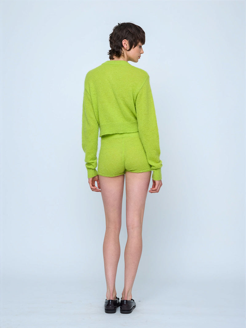 Fluffy Mohair Cardigan Acid Green