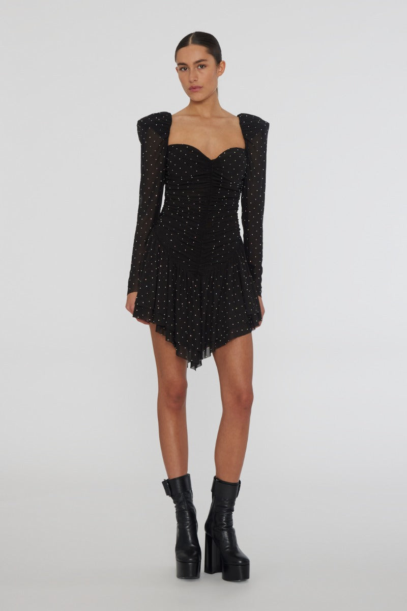 Mesh sleeve skater dress hotsell