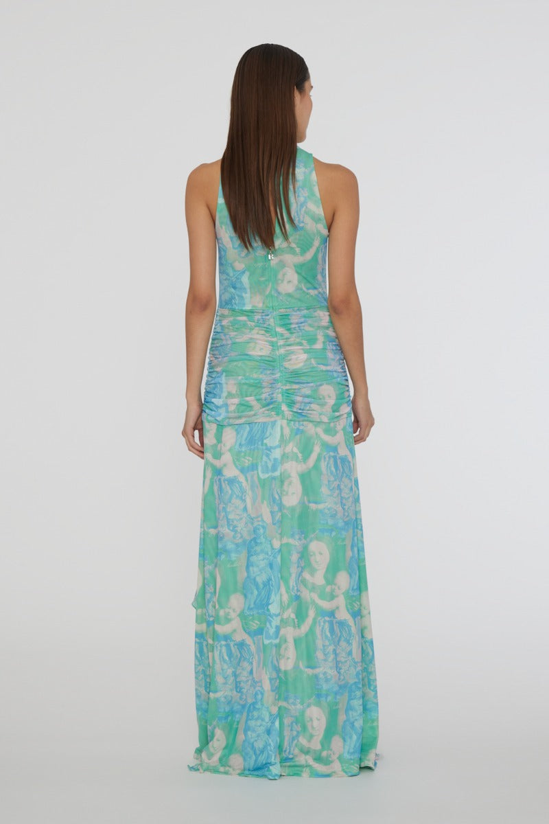 Printed Maxi Frill Dress