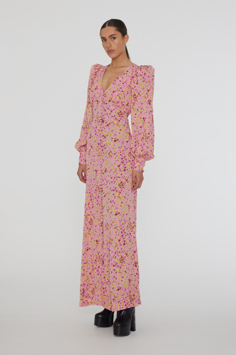 Jacquard V Neck Maxi Dress