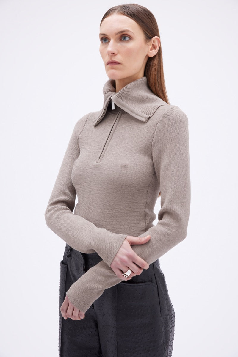 Zipped Collar Knit