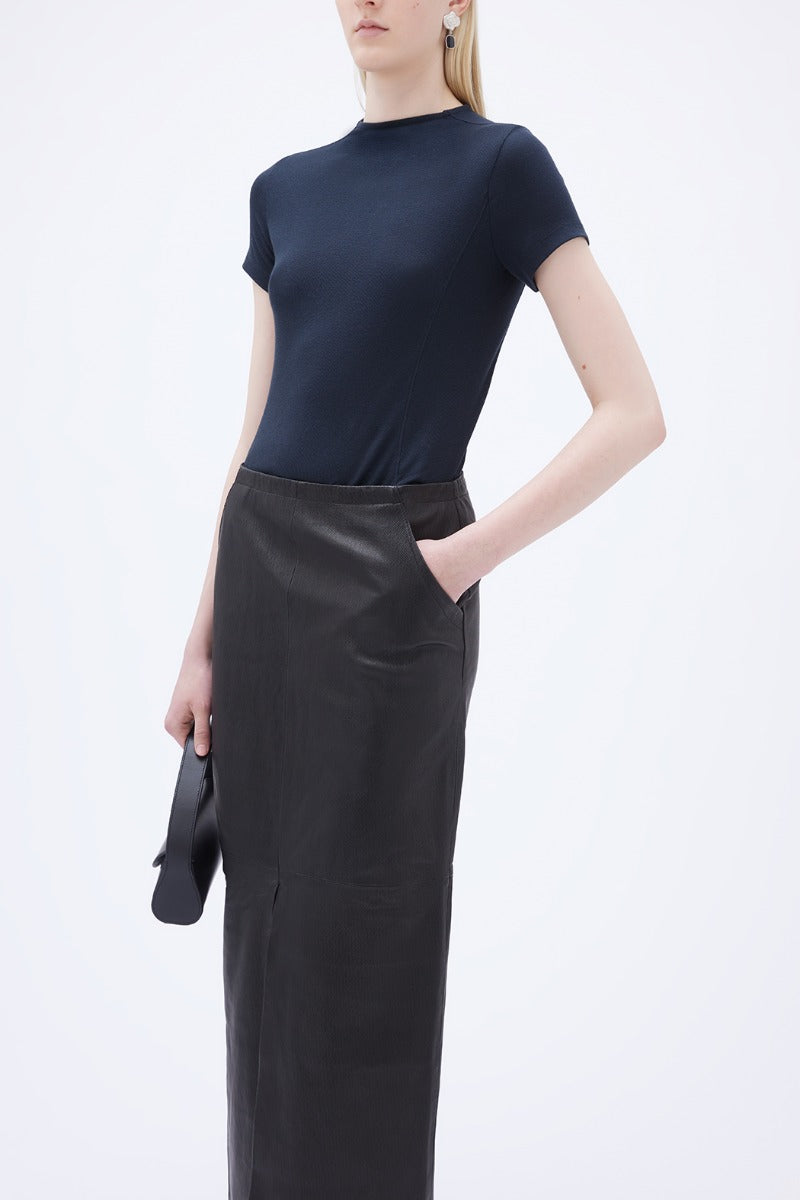 Midi Leather Skirt