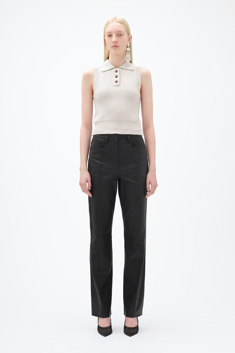 Knitted Merino Polo Top