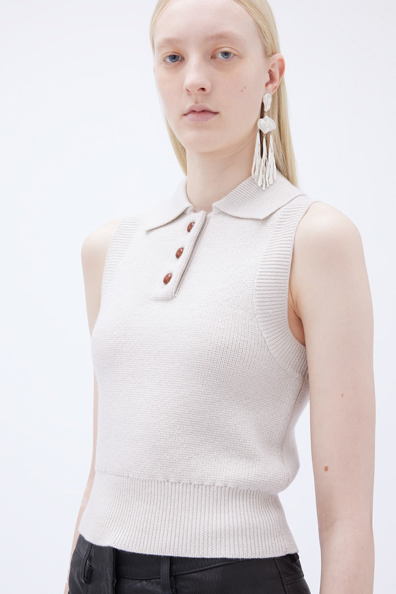 Knitted Merino Polo Top