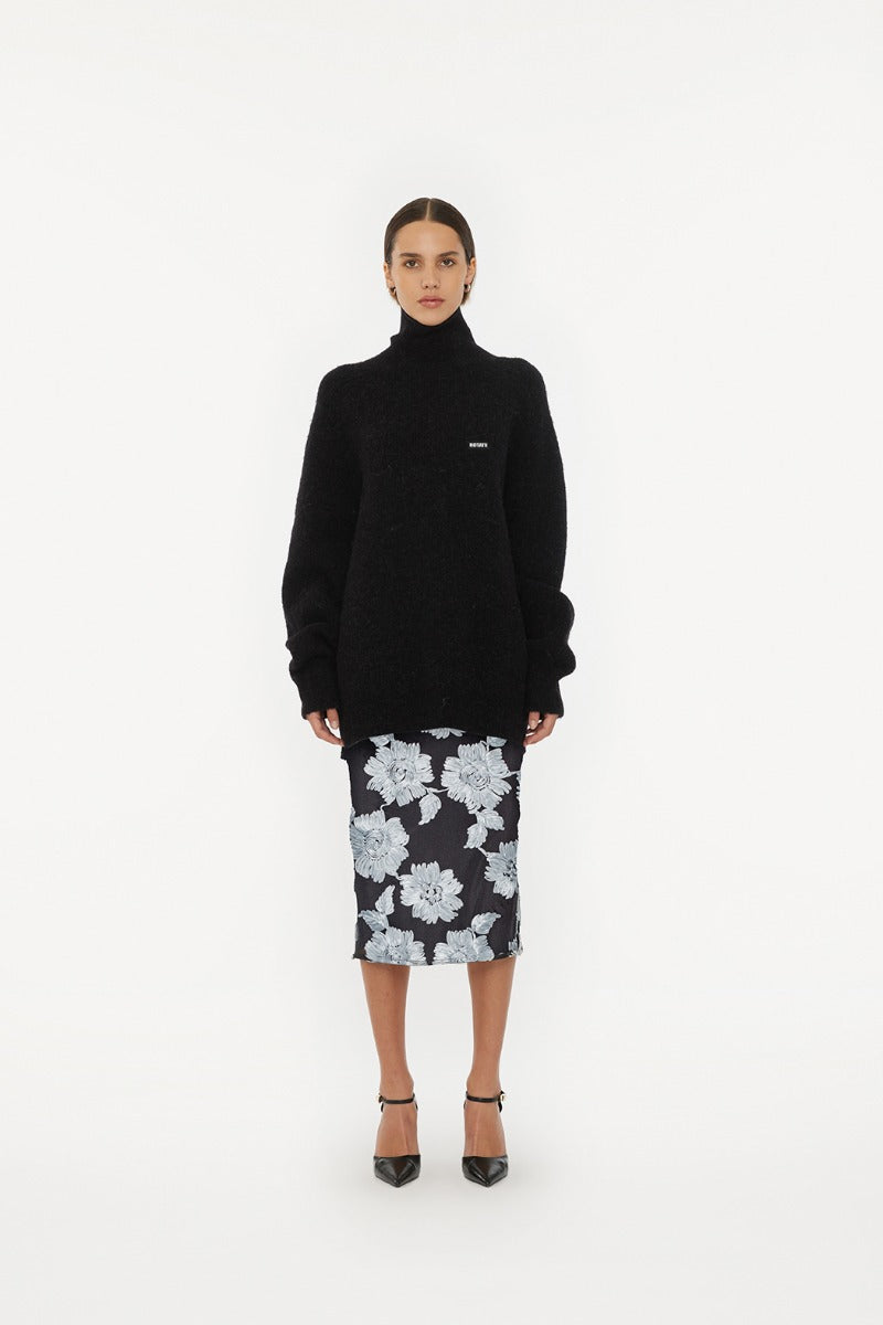 Flower Mesh Pencil Skirt