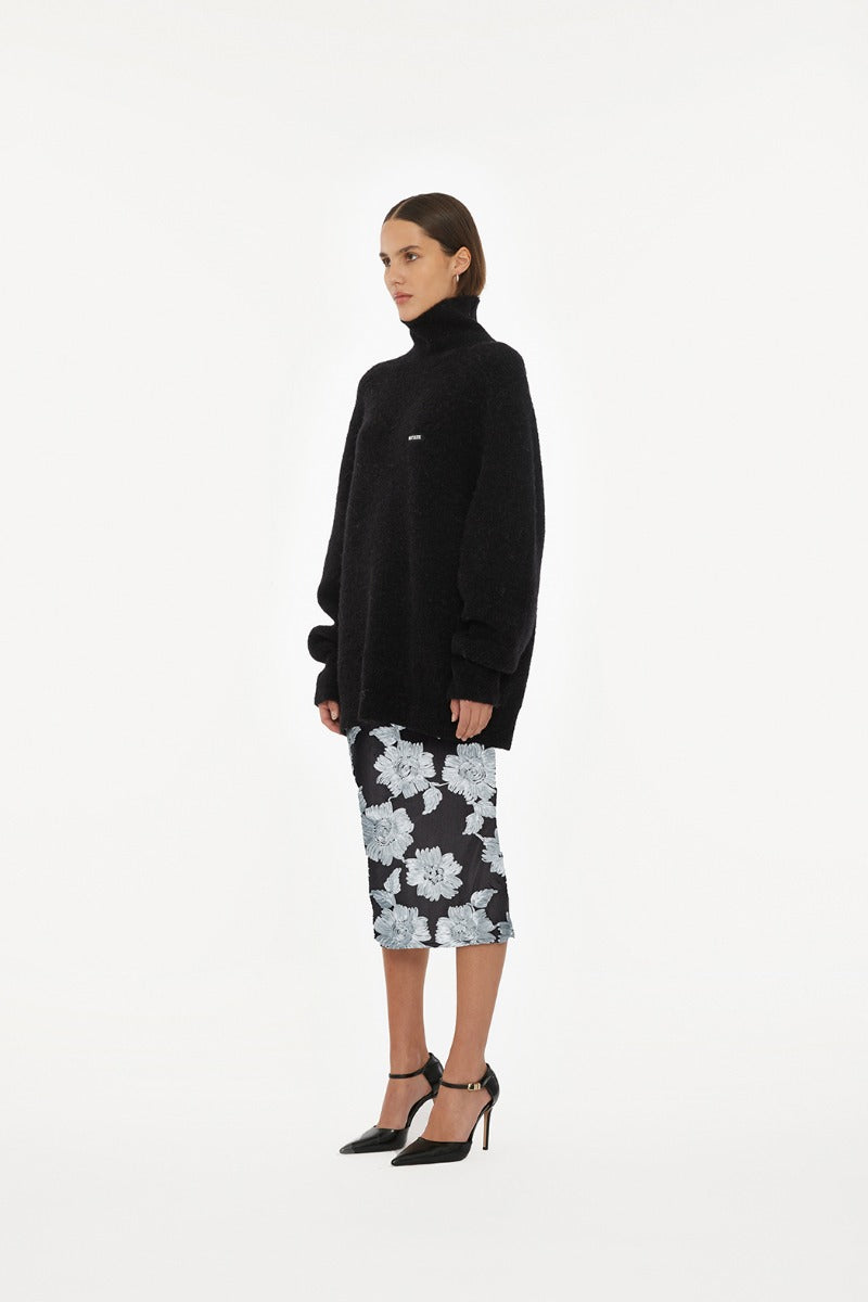 Flower Mesh Pencil Skirt