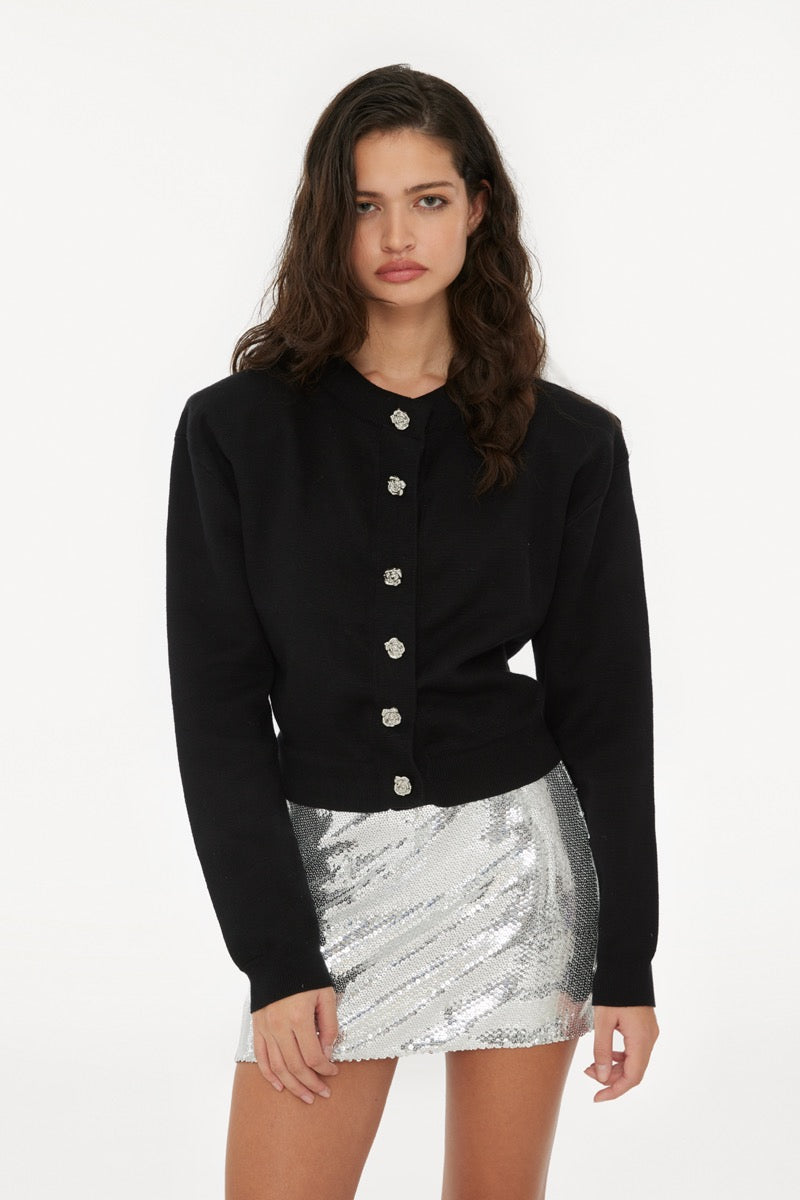 Sequin Mini Skirt Silver