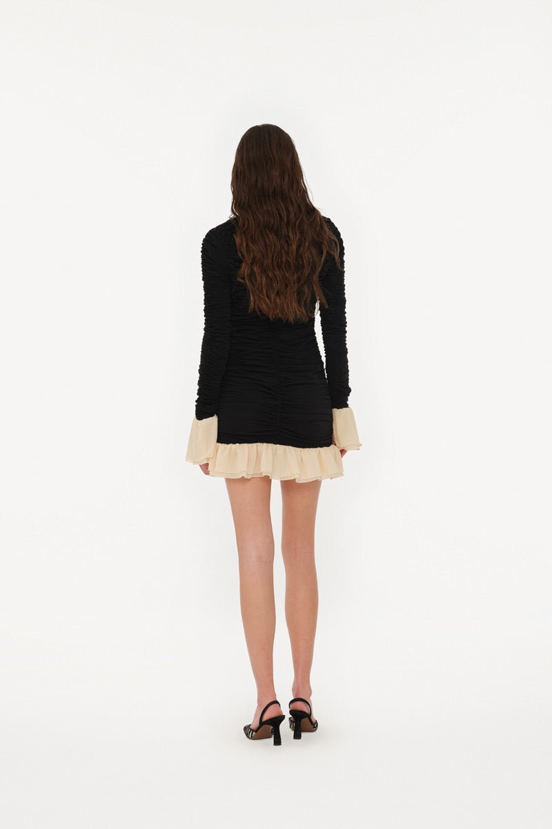 Mini Ruched Long Sleeve Dress