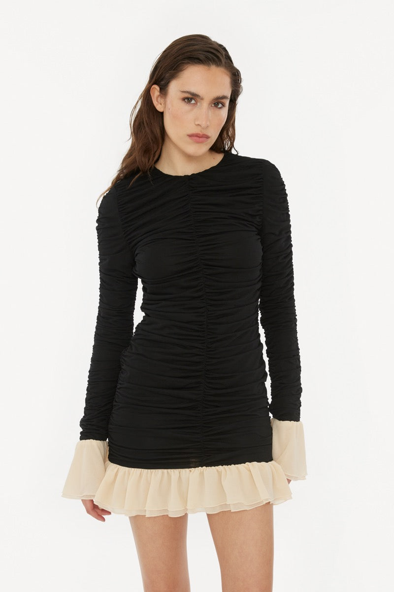 Mini Ruched Long Sleeve Dress