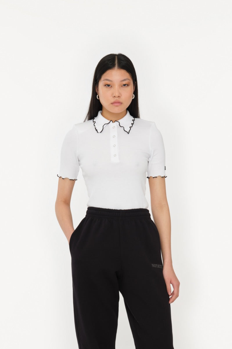 Rib Polo Top Bright White