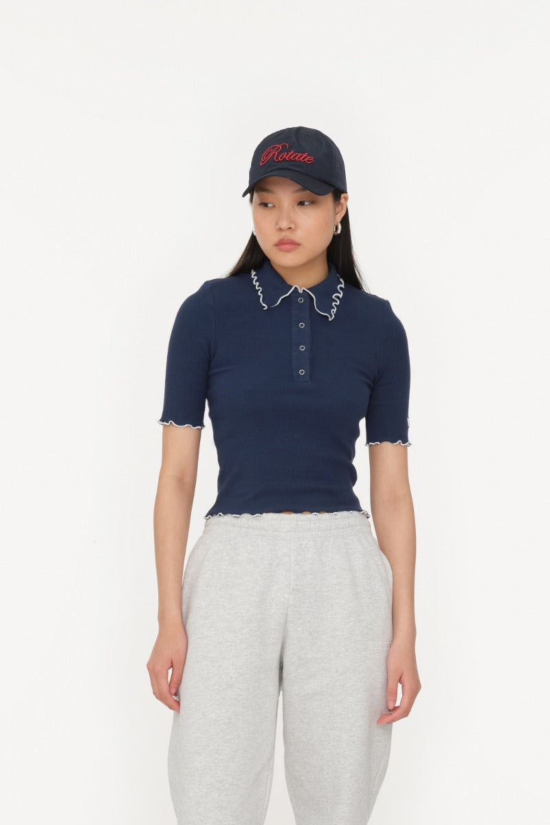 Rib Polo Top Navy