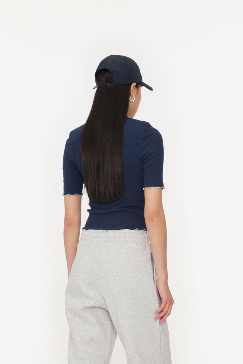 Rib Polo Top Navy