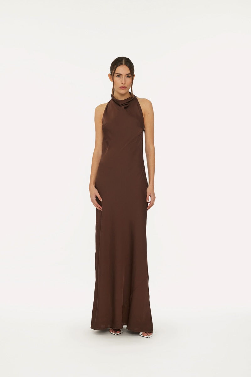 Satin Lace Maxi Dress