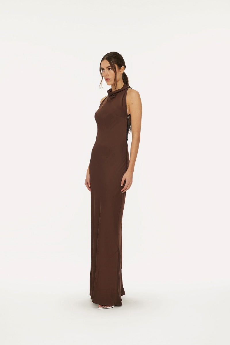 Satin Lace Maxi Dress