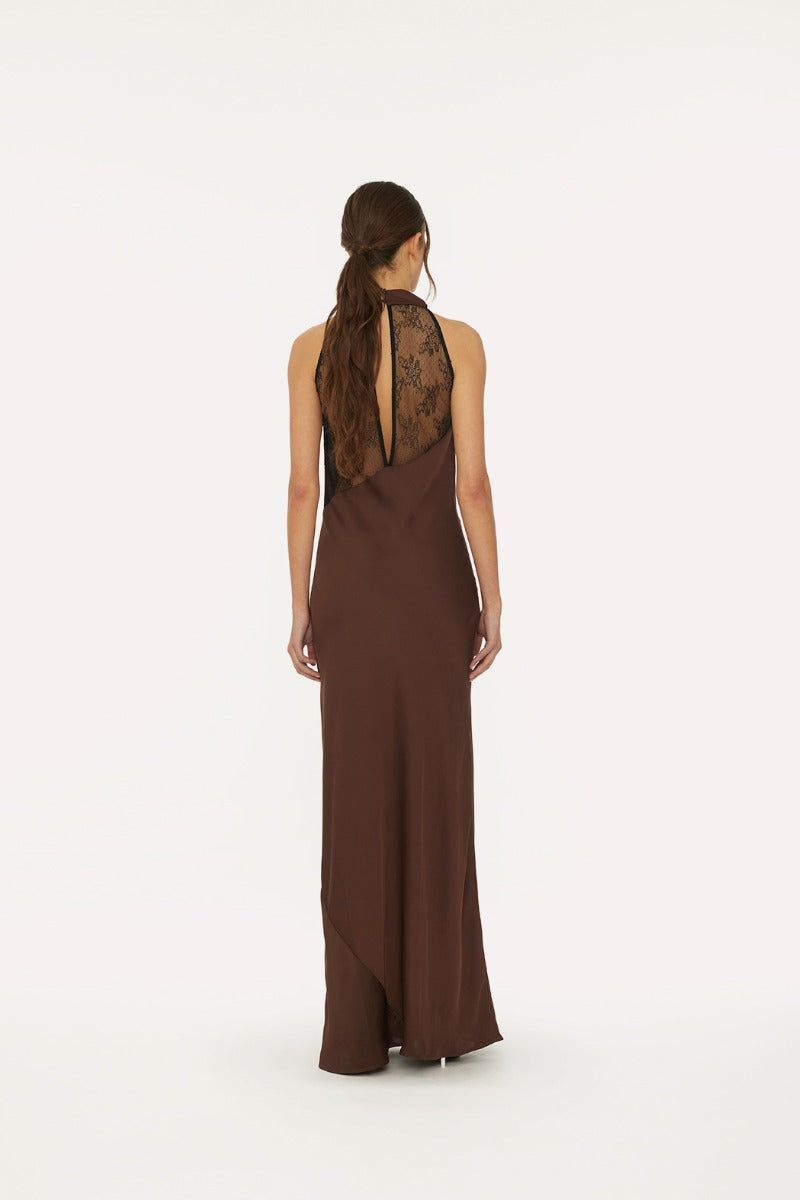 Satin Lace Maxi Dress