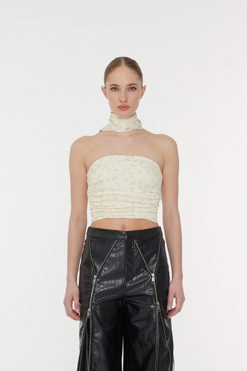 Satin Crop Scarf Top