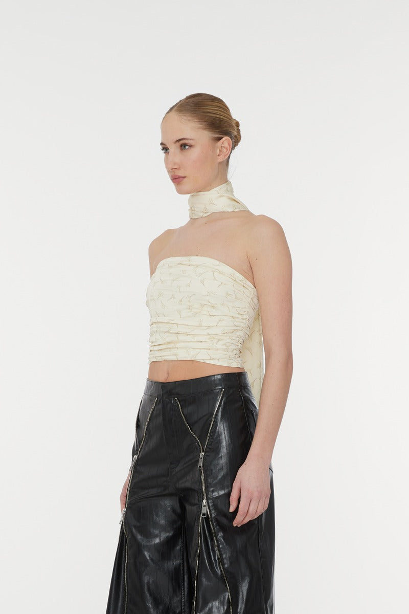 Satin Crop Scarf Top