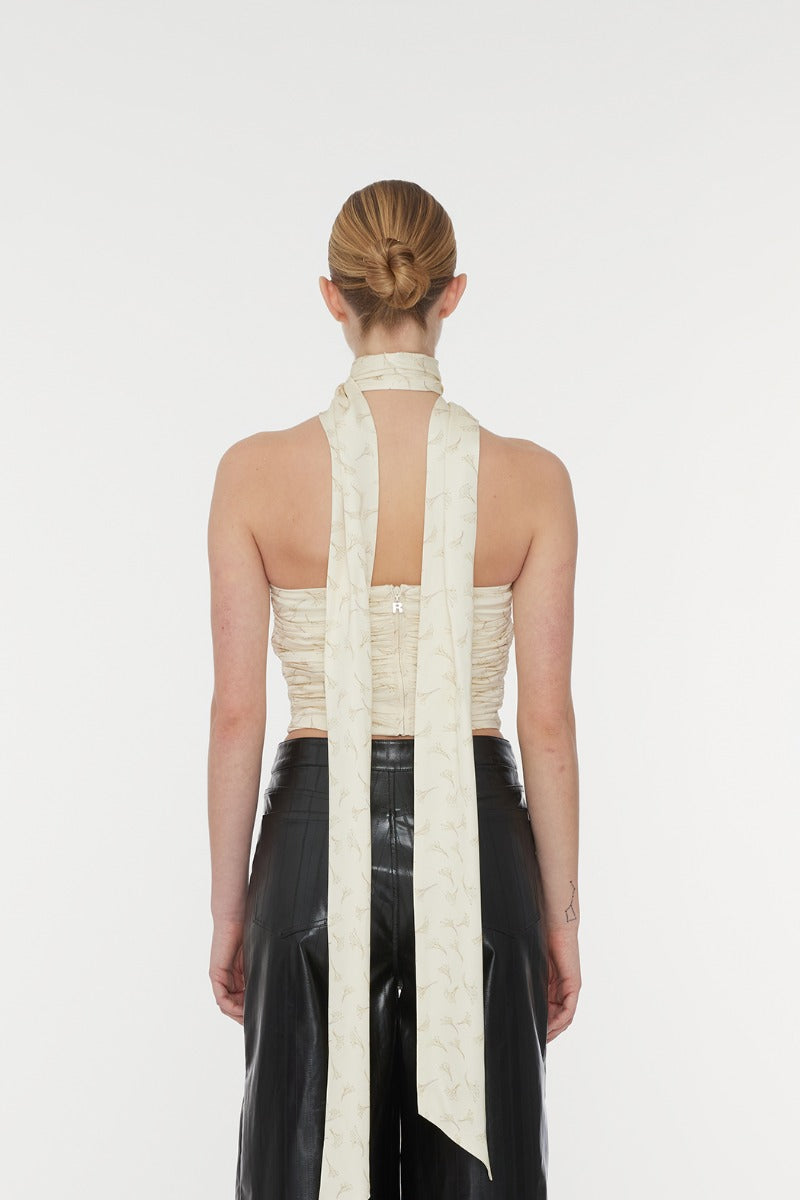 Satin Crop Scarf Top