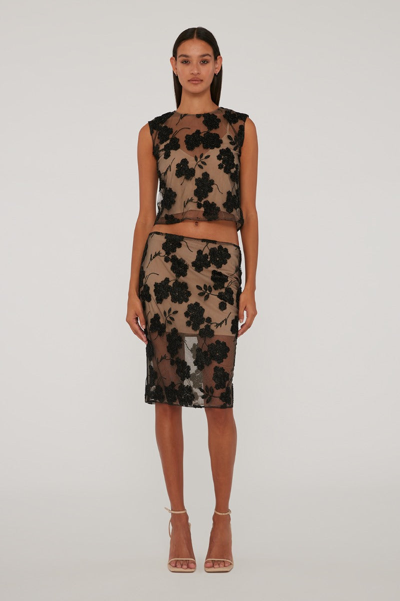Flower Beads Pencil Skirt