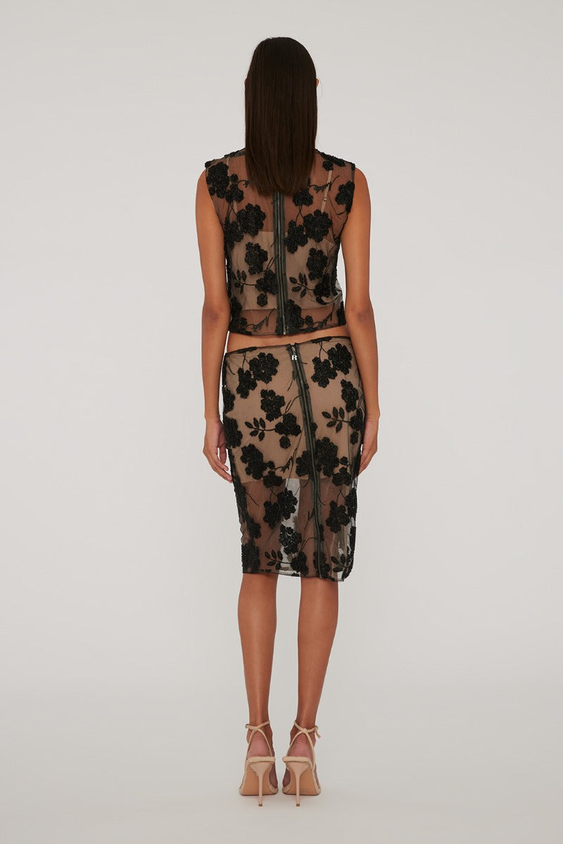 Flower Beads Pencil Skirt