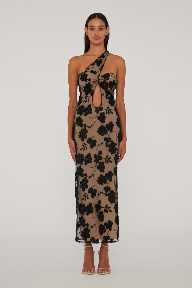 Flower Beads Midi Dress