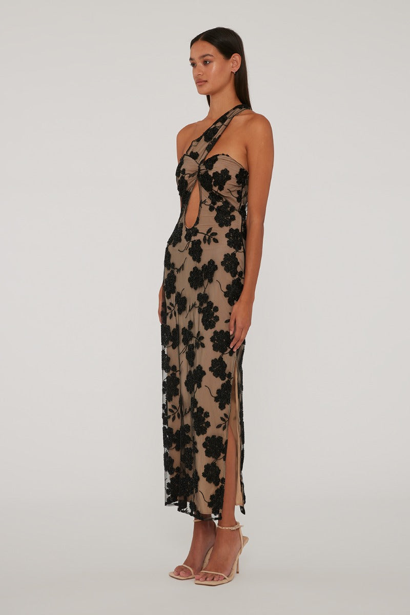 Flower Beads Midi Dress
