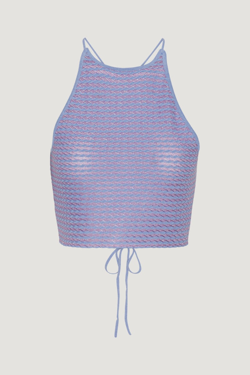 Metallic Knit Top with Ties