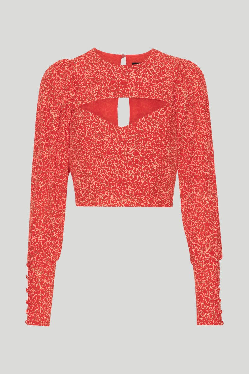 Light Jacquard Cropped Long Sleeve Shirt