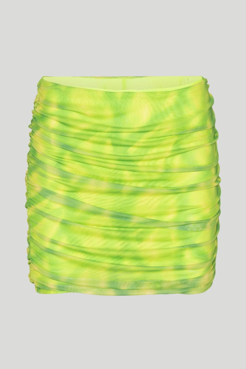 Printed Mesh Mini Skirt