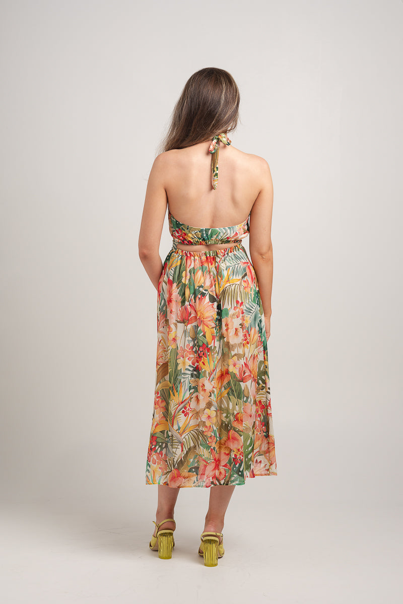 Aretha Printed Creponne Midi Dress