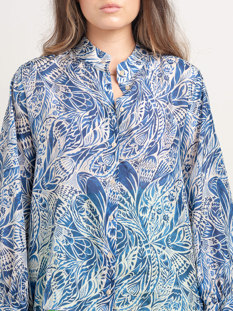 Franklin Printed Habotai Silk Shirt
