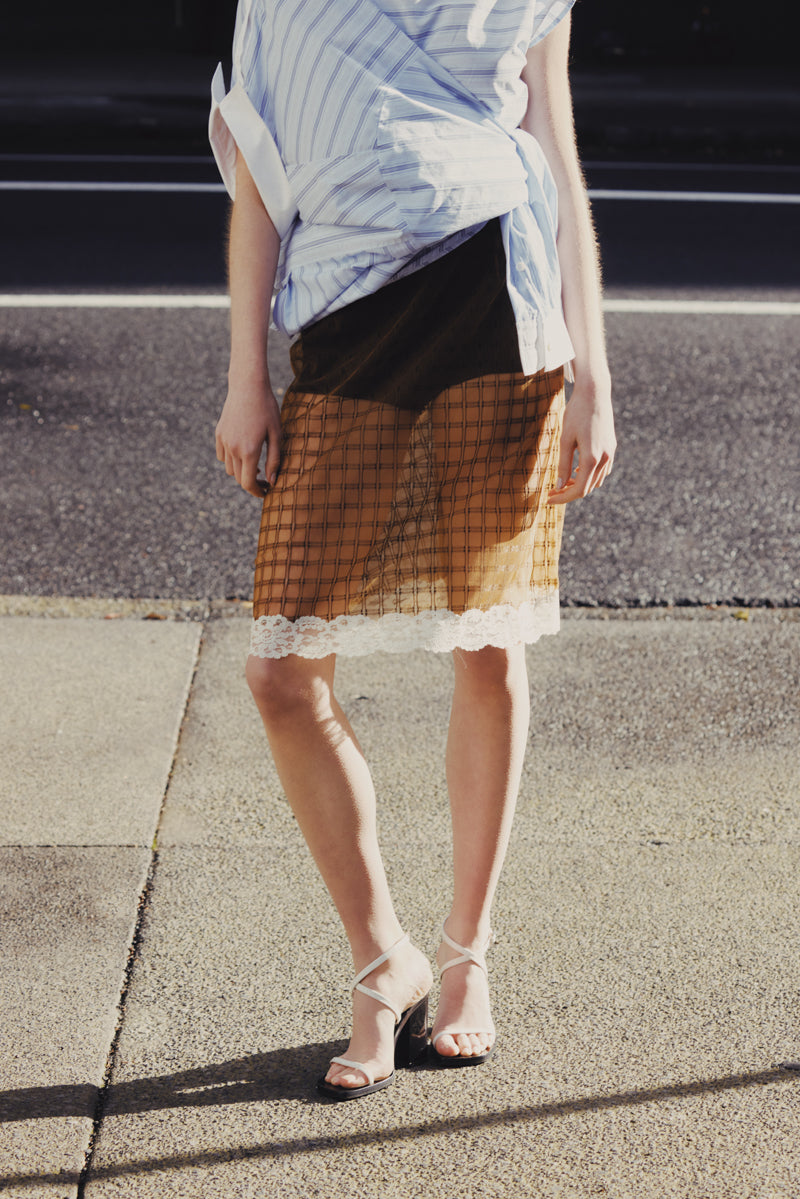 Kerra Midi Skirt Brown Check