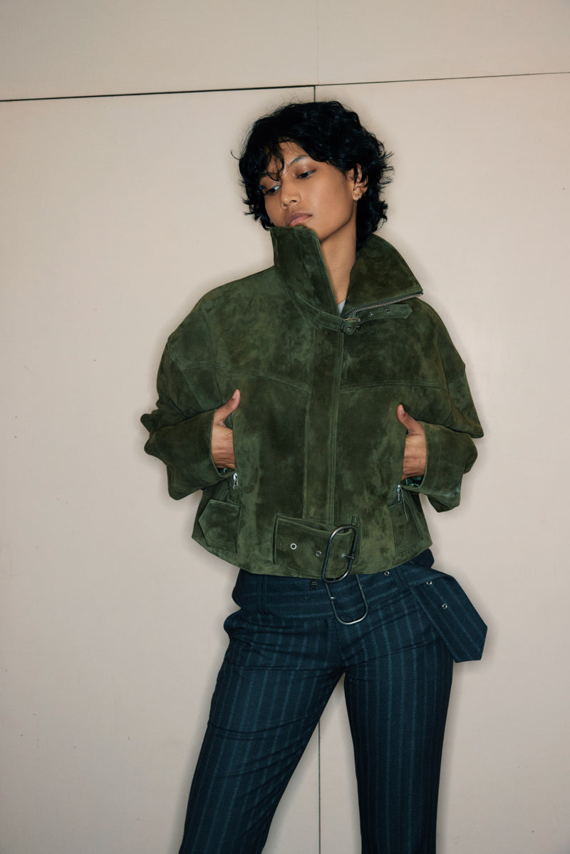 Bonnie Suede Bomber Jacket